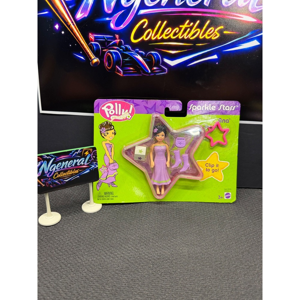 Mattel Polly Pocket Sparkle Stars Ana Doll Purple Dress Star Compact C3704 2003